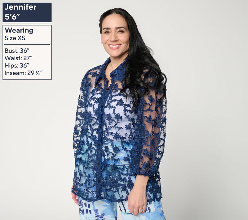 Dennis Basso Petite Texture Knit Mesh Button Front Shrug — View 8