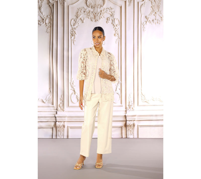 Dennis Basso Petite Texture Knit Mesh Button Front Shrug — View 13