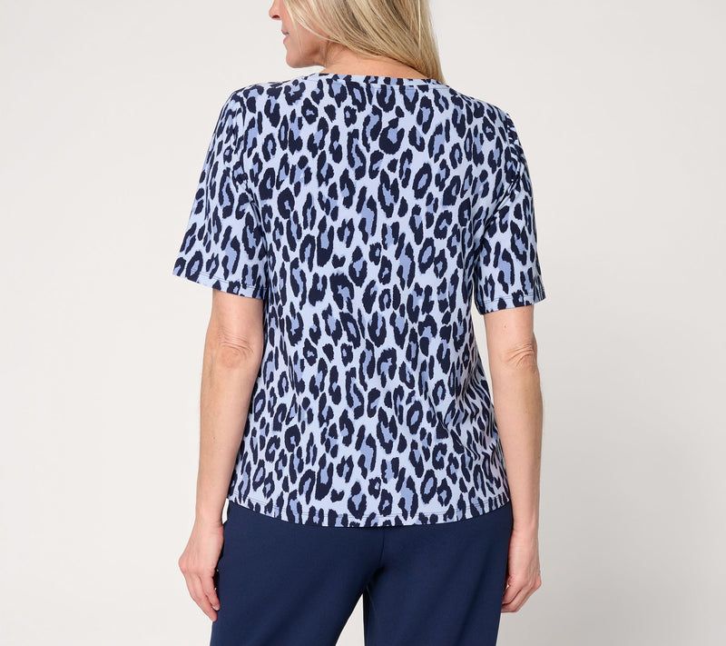 Dennis Basso Printed Italia Knit Bateau Neck Easy Tee — View 4