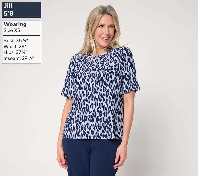 Dennis Basso Printed Italia Knit Bateau Neck Easy Tee — View 3