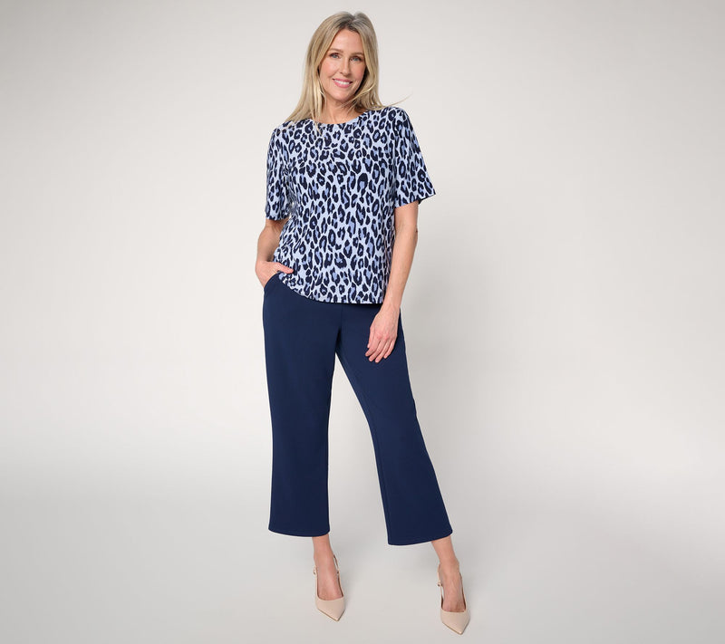 Dennis Basso Printed Italia Knit Bateau Neck Easy Tee — View 5