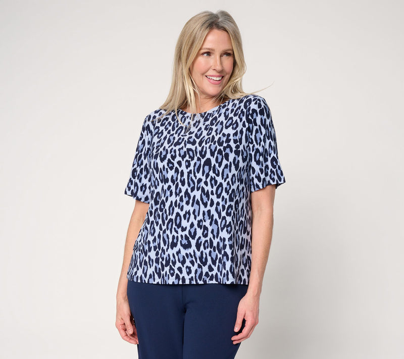 Dennis Basso Printed Italia Knit Bateau Neck Easy Tee — Main view