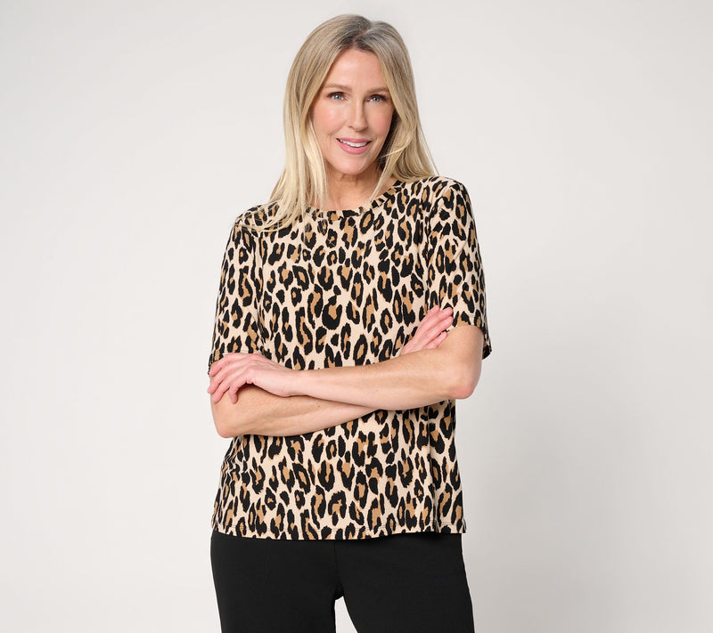 Dennis Basso Printed Italia Knit Bateau Neck Easy Tee — View 13