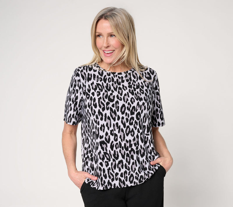 Dennis Basso Printed Italia Knit Bateau Neck Easy Tee — View 14