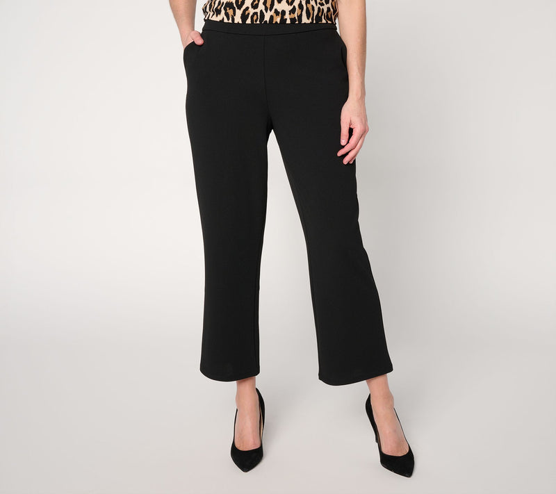 Dennis Basso Petite Luxe Crepe Cropped Pant w/ Mini Flare — View 13