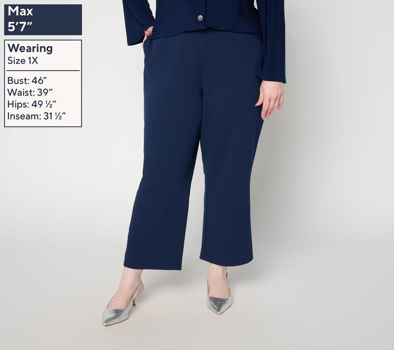 Dennis Basso Petite Luxe Crepe Cropped Pant w/ Mini Flare — View 2