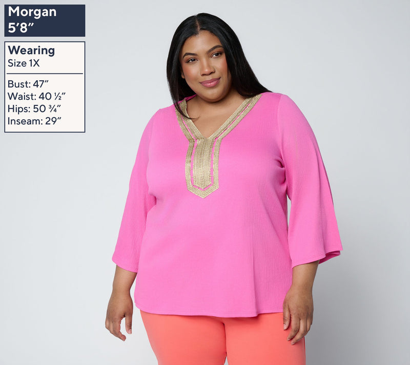 Belle by Kim Gravel Packabelle Slay the Vacay Glam Trim Top — View 2
