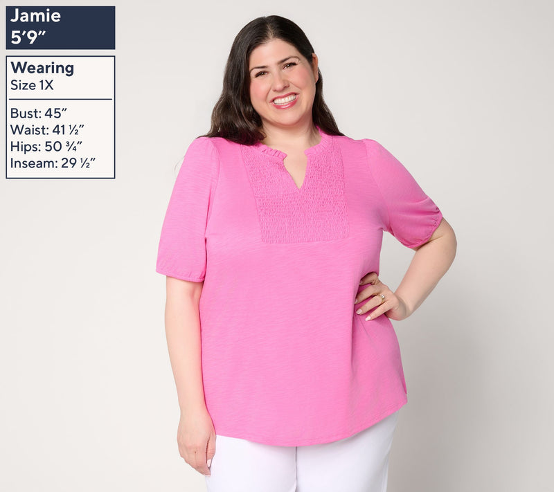 Belle by Kim Gravel Slub Knit Slay the Vacay V-Neck Top — View 2