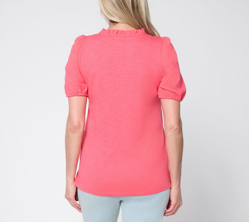 Belle by Kim Gravel Slub Knit Slay the Vacay V-Neck Top — View 4