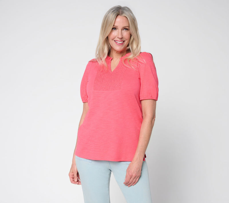 Belle by Kim Gravel Slub Knit Slay the Vacay V-Neck Top — Main view