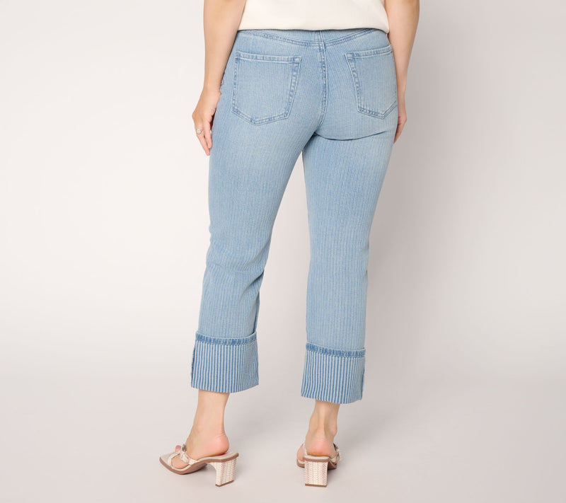 RM Studio x Rebecca Minkoff Petite Jacquard Stripe Wide Cuff Jeans — View 8