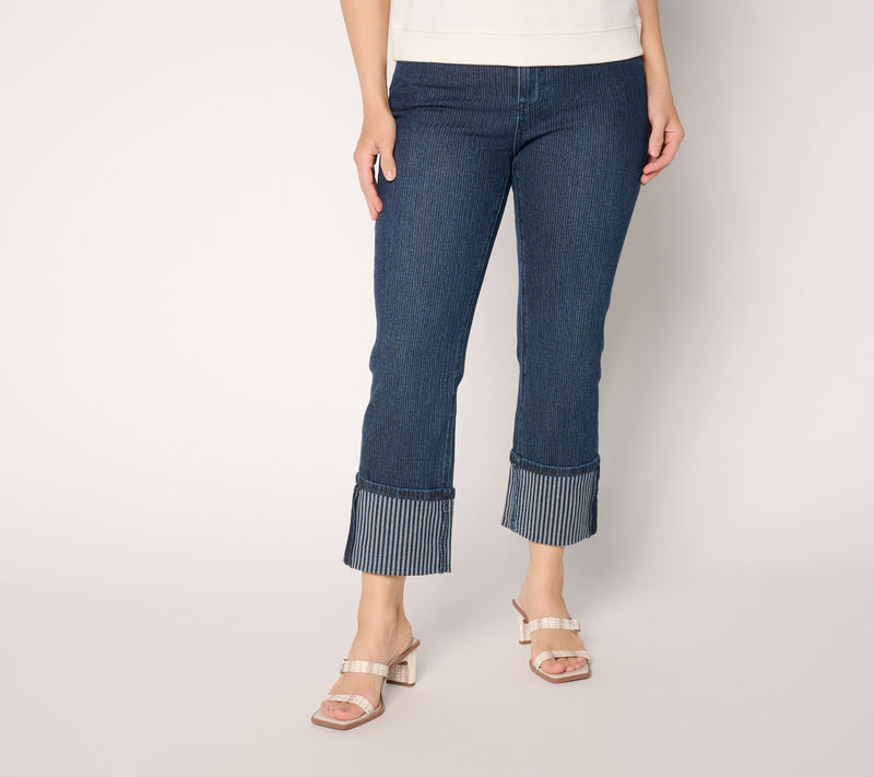 RM Studio x Rebecca Minkoff Petite Jacquard Stripe Wide Cuff Jeans — View 3