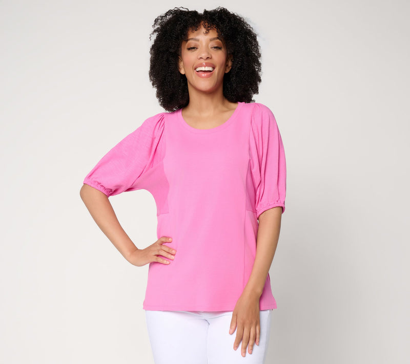 Belle by Kim Gravel Slay the Vacay Mixed Media Knit Top — Main view