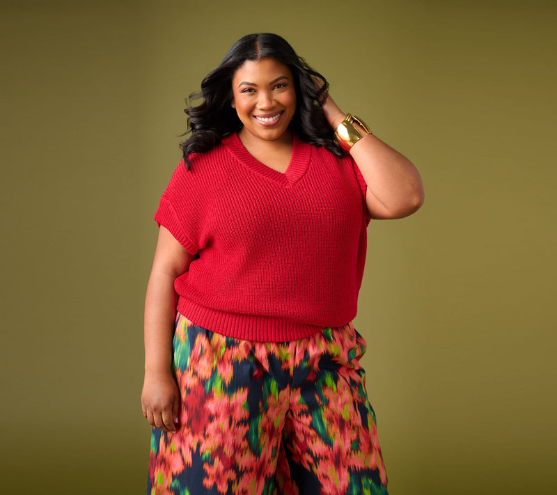 Carla Rockmore Collection Tape Yarn Dolman Sleeve V-Neck Sweater — View 7