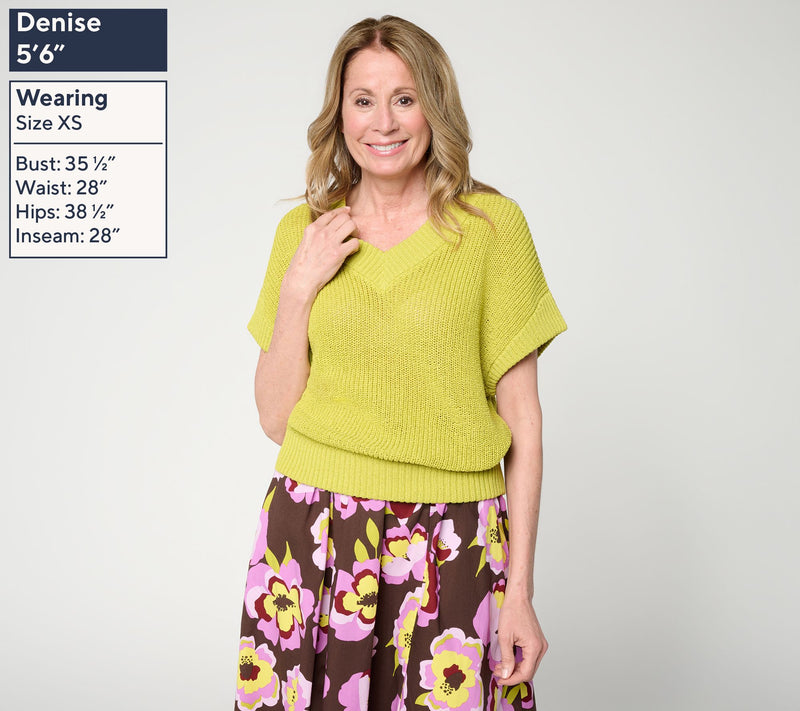Carla Rockmore Collection Tape Yarn Dolman Sleeve V-Neck Sweater — View 3