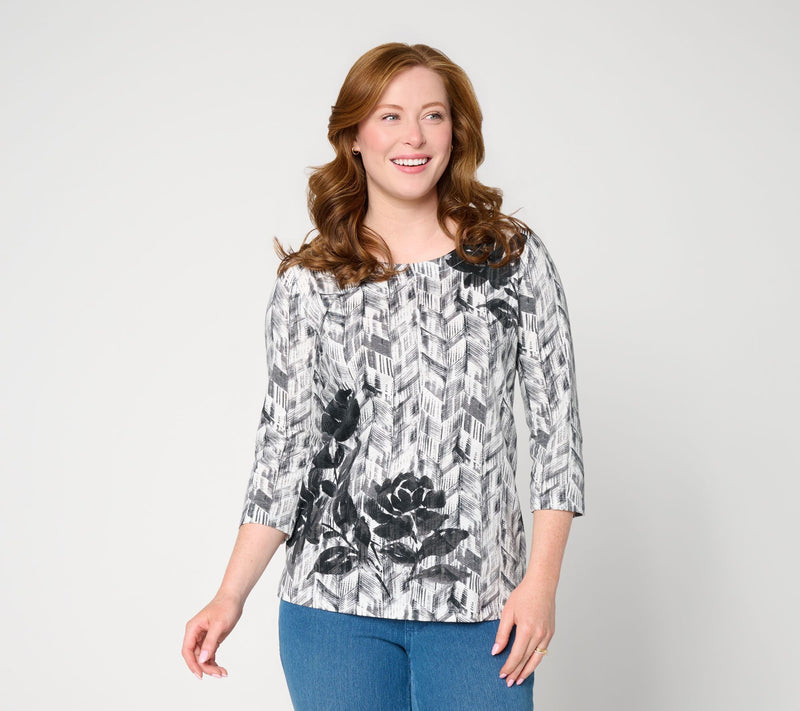 Belle by Kim Gravel Slub Knit Petal Poem 3/4 Sleeve Top — Main view