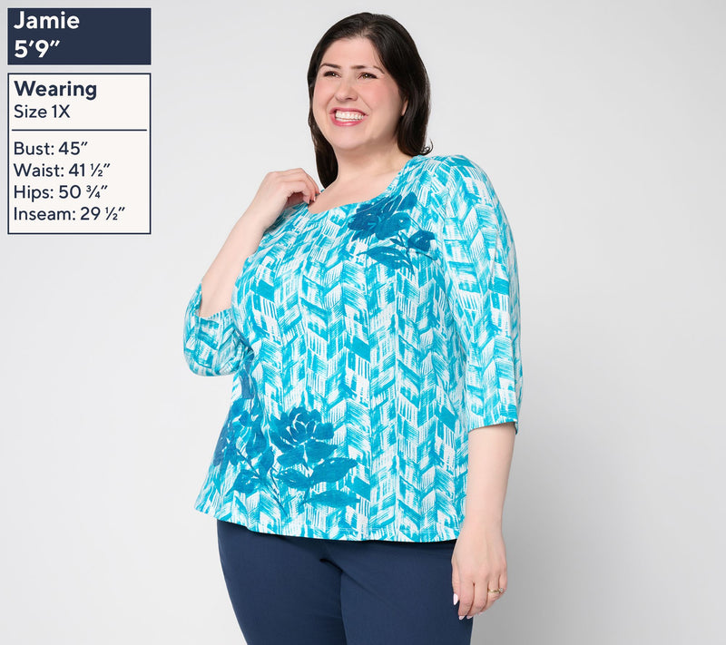 Belle by Kim Gravel Slub Knit Petal Poem 3/4 Sleeve Top — View 4