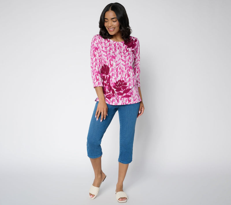 Belle by Kim Gravel Slub Knit Petal Poem 3/4 Sleeve Top — View 7