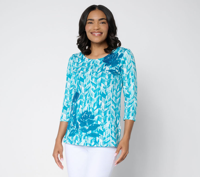 Belle by Kim Gravel Slub Knit Petal Poem 3/4 Sleeve Top — View 13