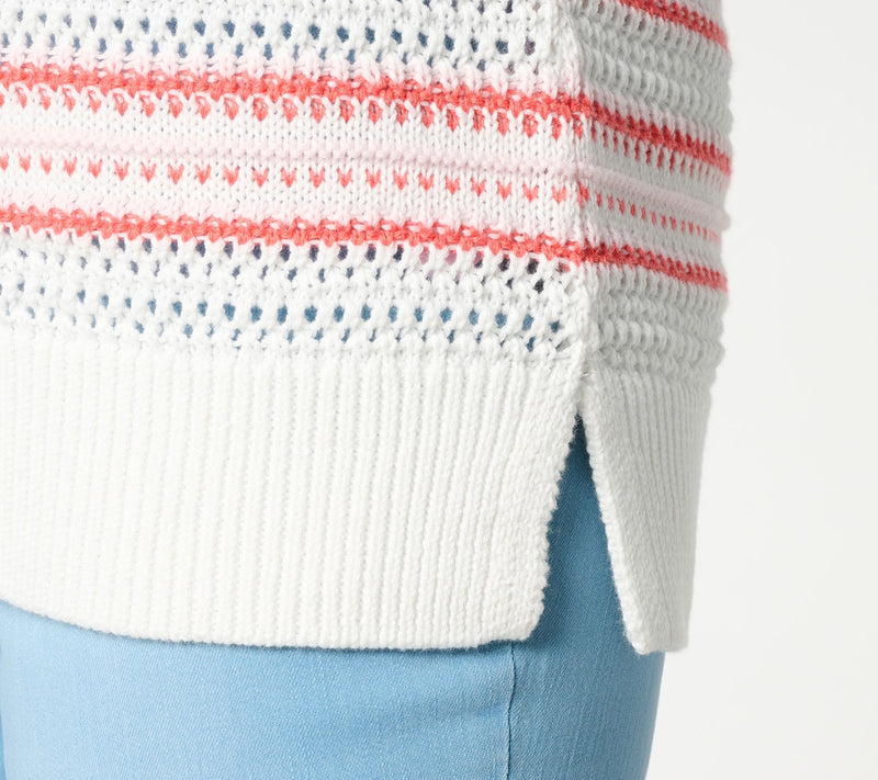 Belle by Kim Gravel Sunwash Stripe Open Knit Sweater — View 6