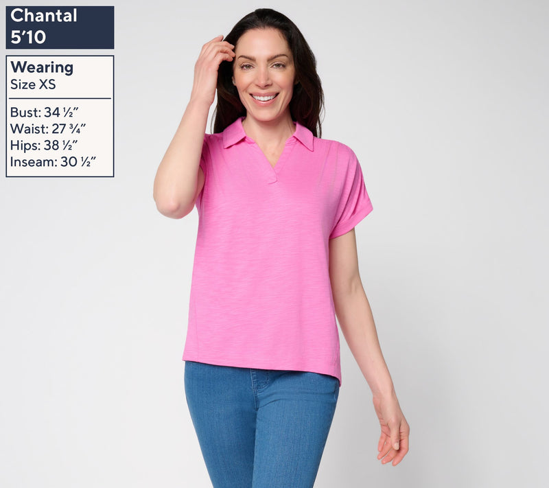 Belle by Kim Gravel Slub Knit Slay the Vacay Tab Sleeve Top — View 5