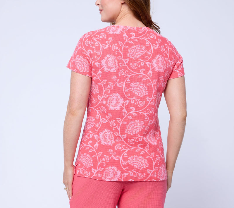 Belle by Kim Gravel Baby Waffle Bluebell Blooms V Neck Top — View 4
