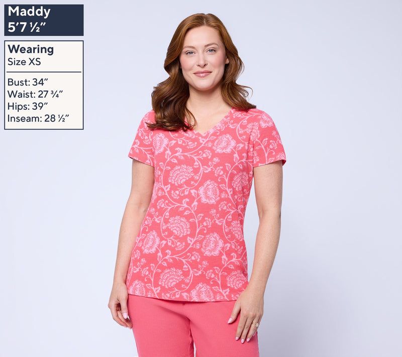 Belle by Kim Gravel Baby Waffle Bluebell Blooms V Neck Top — View 3