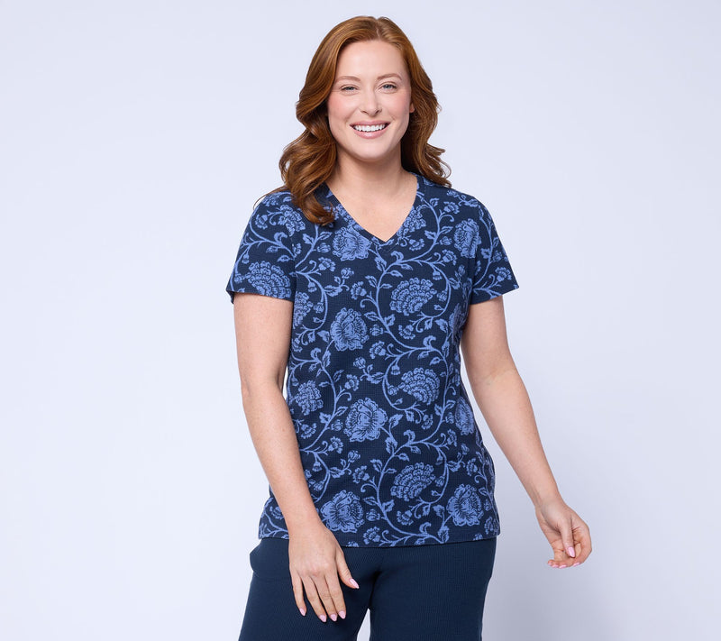 Belle by Kim Gravel Baby Waffle Bluebell Blooms V Neck Top — View 14