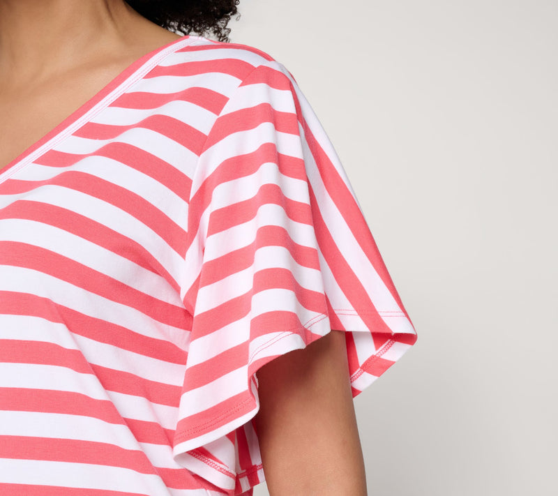 Belle by Kim Gravel TripleLuxe Knit Stripe Flutter Sleeve — View 6