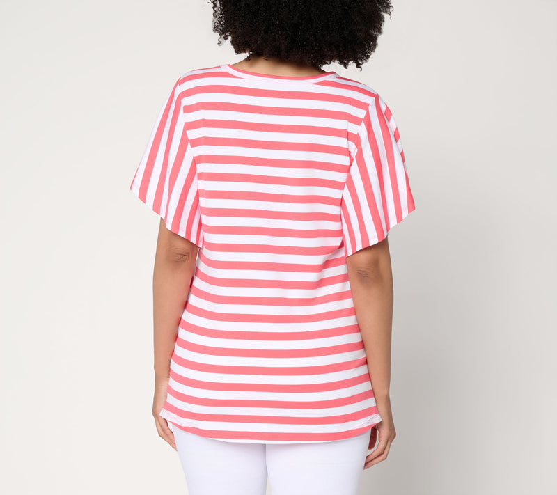 Belle by Kim Gravel TripleLuxe Knit Stripe Flutter Sleeve — View 4