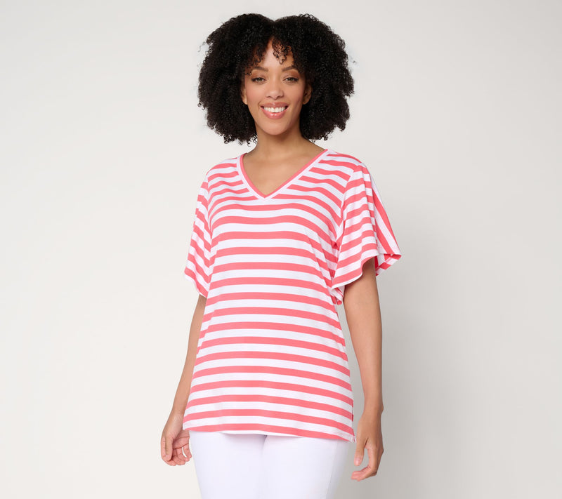 Belle by Kim Gravel TripleLuxe Knit Stripe Flutter Sleeve — Main view