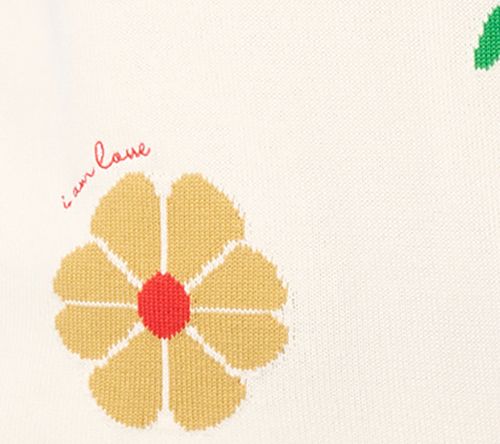 Peace Love World Garden Party Motif Cotton V-Neck Sweater — View 16