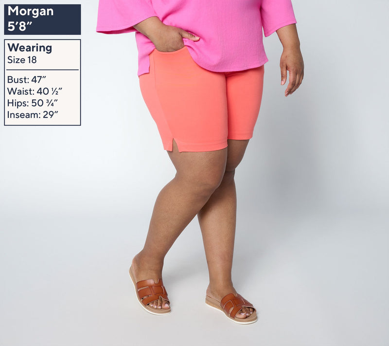 Belle by Kim Gravel Regular Ponte 5 Pocket 8" Short — View 10