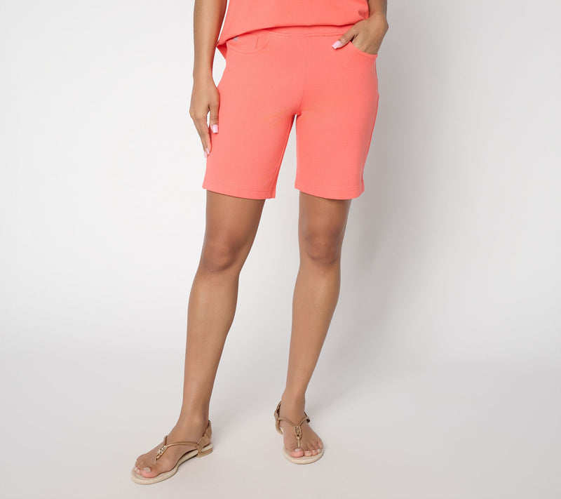Belle by Kim Gravel Regular Ponte 5 Pocket 8" Short — View 5