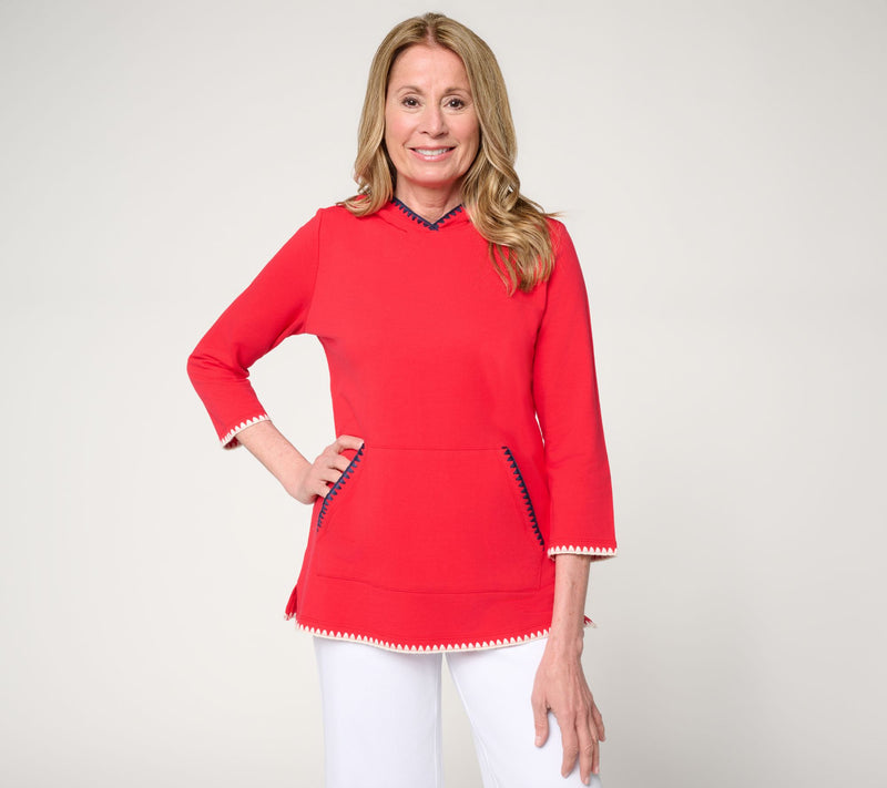 Liberty Belles by Kim Gravel French Terry Americana Trim Kanga Hoodie — Main view