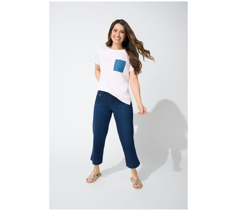 Liberty Belles by Kim Gravel TripleLuxe Knit Denim Pocket Top — View 7