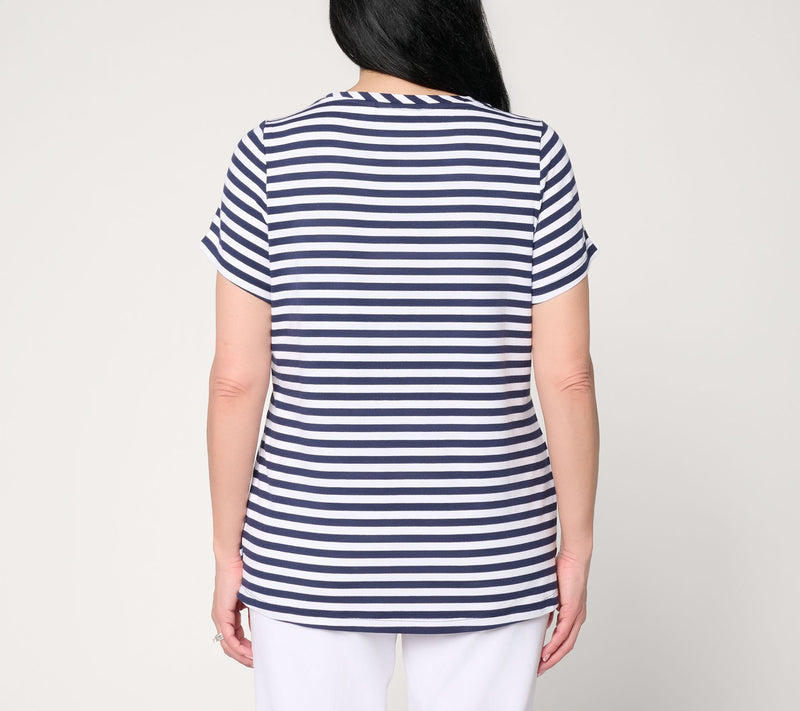 Liberty Belles by Kim Gravel TripleLuxe Knit Denim Pocket Top — View 4
