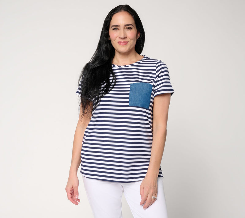 Liberty Belles by Kim Gravel TripleLuxe Knit Denim Pocket Top — Main view