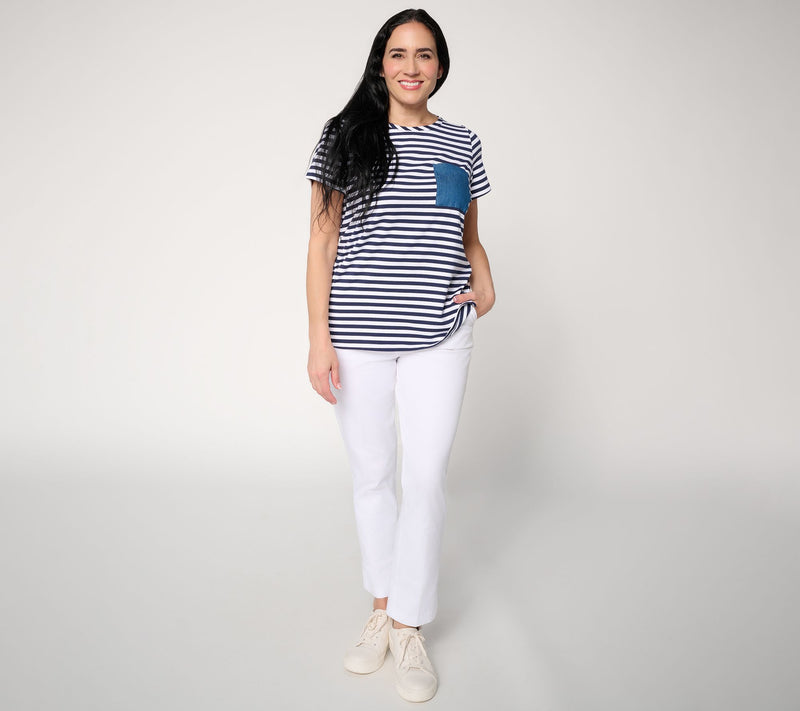 Liberty Belles by Kim Gravel TripleLuxe Knit Denim Pocket Top — View 5