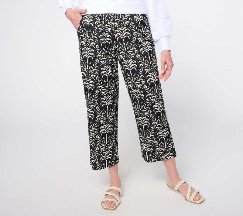 Belle Beach by Kim Gravel Regular Cabana Knit Palm Cropped Pant — View 3