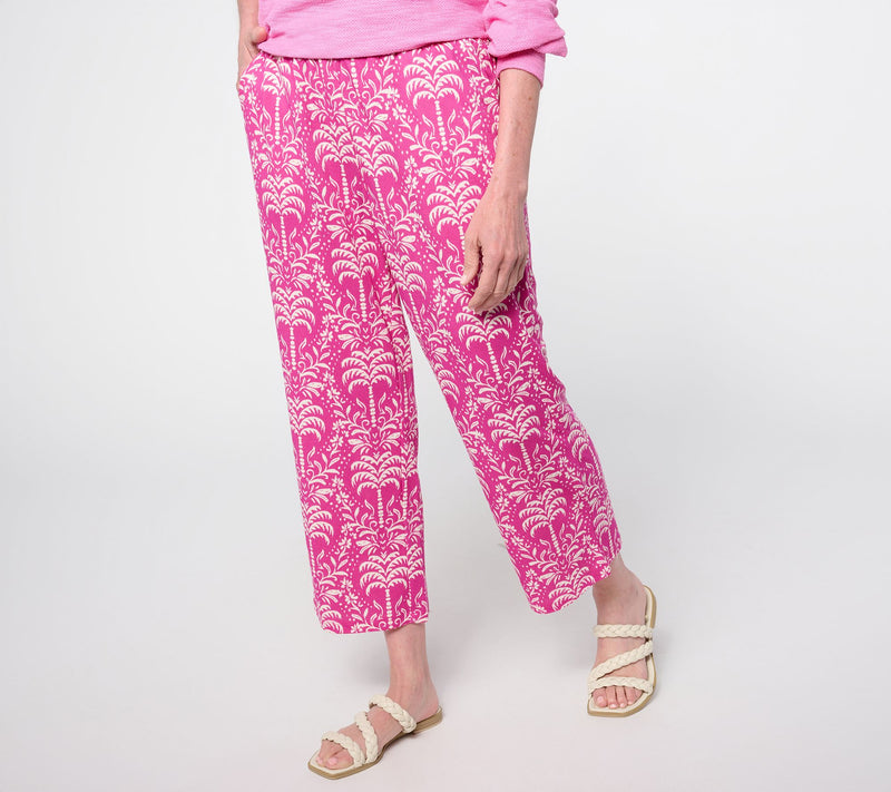 Belle Beach by Kim Gravel Regular Cabana Knit Palm Cropped Pant — View 7