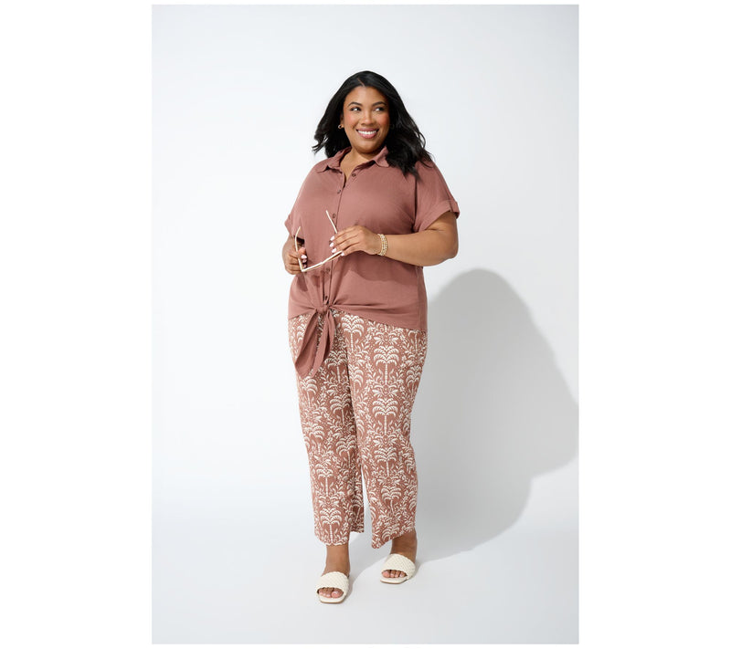 Belle Beach by Kim Gravel Regular Cabana Knit Palm Cropped Pant — View 13