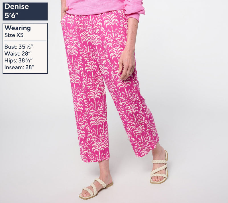 Belle Beach by Kim Gravel Petite Cabana Knit Palm Cropped Pant — View 9