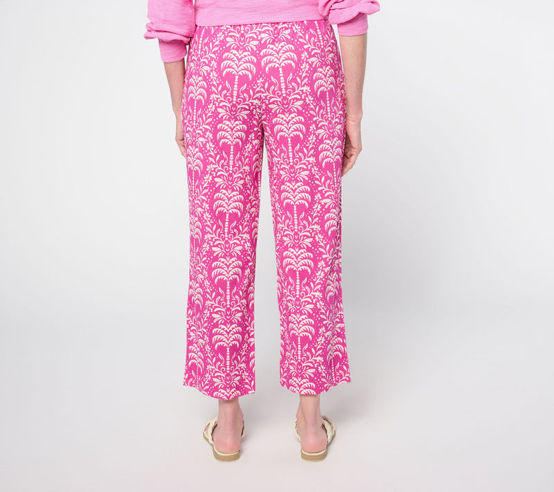 Belle Beach by Kim Gravel Petite Cabana Knit Palm Cropped Pant — View 10
