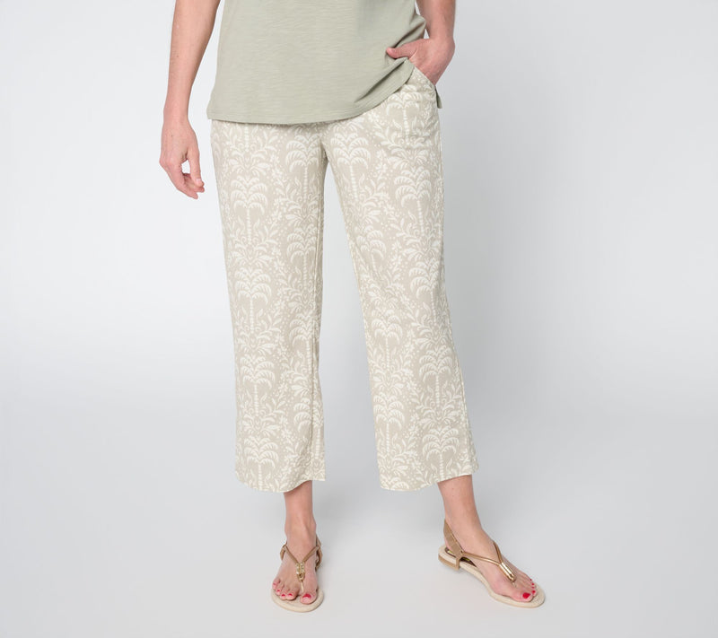 Belle Beach by Kim Gravel Petite Cabana Knit Palm Cropped Pant — View 14