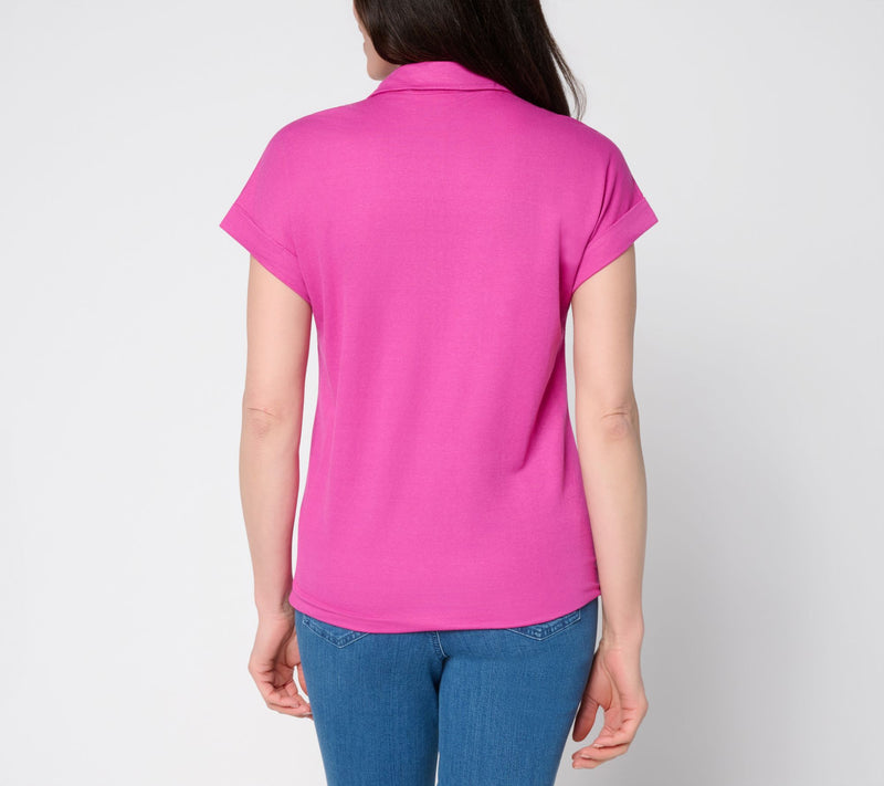 Belle Beach by Kim Gravel Cabana Knit Tie Front Camp Shirt — View 4