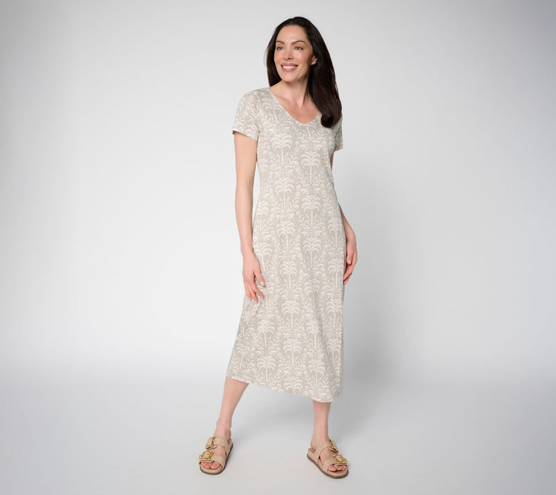 Belle Beach by Kim Gravel Regular Slub Knit Palm Maxi Dress — View 10