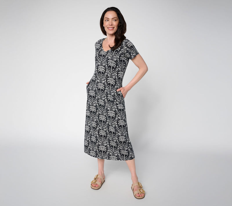 Belle Beach by Kim Gravel Petite Slub Knit Palm Maxi Dress — View 9