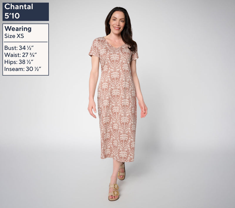 Belle Beach by Kim Gravel Petite Slub Knit Palm Maxi Dress — View 3