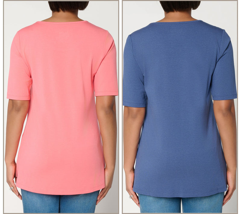 Denim & Co. Essentials Regular So Soft Jersey 2-Pack Tunics — View 4